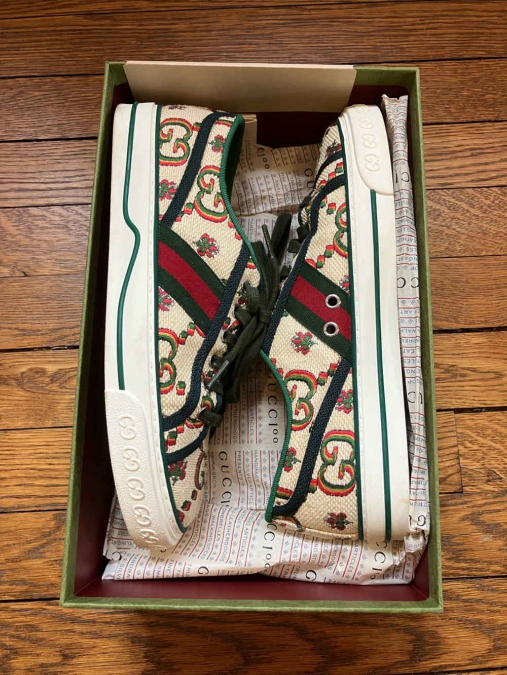 Women Gucci 100 Tennis 1977 Sneaker ‘Beige’ 677648-UMB30-9662 - Picture 4 of 7